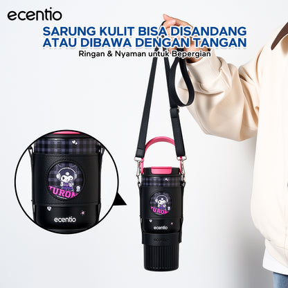 [Accessories kuromi] ecentio  Sarung gelas kulit PU dengan pegangan praktis Bahan kulit PU gesper berkualitas,Cocok untuk 850ml/900ml gelas air