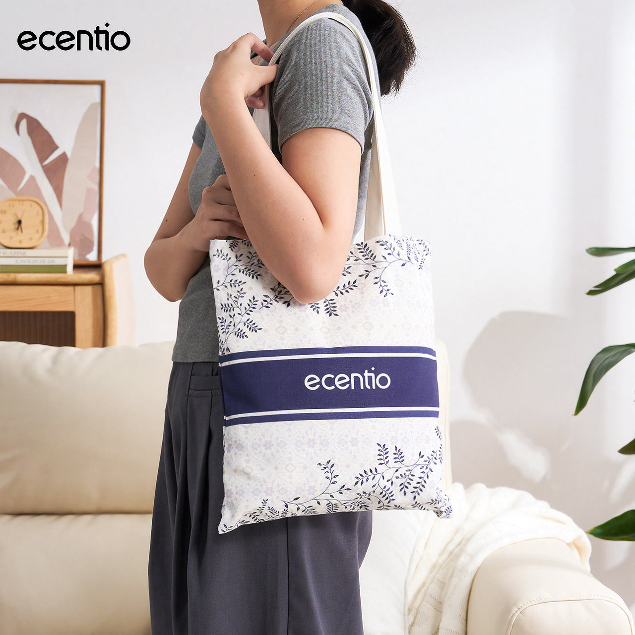 ecentio Paket Lifestyle Praktis Botol Minum 500ml + Snack Box + Tas Kanvas Batik Stylish & Fungsional Pilihan Warna Hijau / Abu / Merah