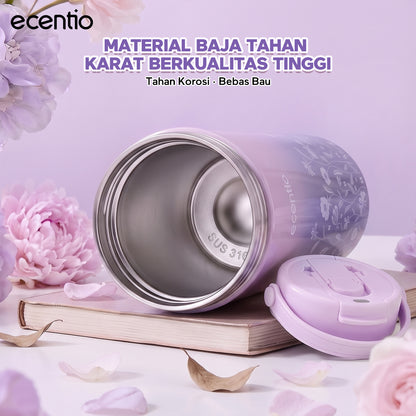 [Pearl Bloom series] ecentio Tumbler 400ml/680ml/850ml Desain Minimalis Elegan Botol Minum Portable Aesthetic Lucu Thermos Tahan Panas Dingin 24 Jam Anti Bocor Premium Sedotan Cocok Untuk Sekolah Anak Laki-Laki
