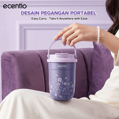 [Pearl Bloom series] ecentio Tumbler 400ml/680ml/850ml Desain Minimalis Elegan Botol Minum Portable Aesthetic Lucu Thermos Tahan Panas Dingin 24 Jam Anti Bocor Premium Sedotan Cocok Untuk Sekolah Anak Laki-Laki