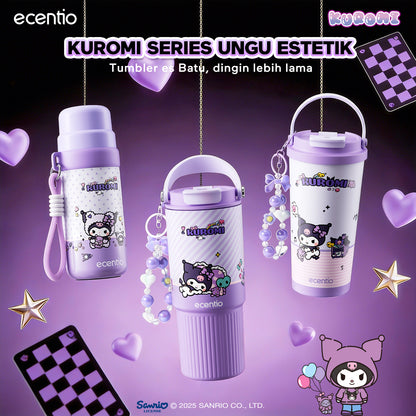 ecentio botol minum aesthetic kuromi series 850ml/580ml/350ml tumbler tahan panas dingin 24 jam portabel tumbler Cocok untuk bepergian ke sekolah termos air panas