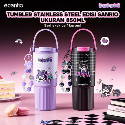 ecentio botol minum aesthetic kuromi series 850ml/580ml/350ml tumbler tahan panas dingin 24 jam portabel tumbler Cocok untuk bepergian ke sekolah termos air panas