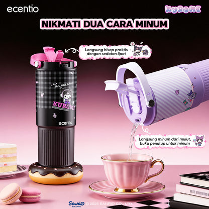 ecentio botol minum aesthetic kuromi series 850ml/580ml/350ml tumbler tahan panas dingin 24 jam portabel tumbler Cocok untuk bepergian ke sekolah termos air panas