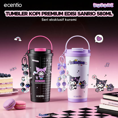 ecentio botol minum aesthetic kuromi series 850ml/580ml/350ml tumbler tahan panas dingin 24 jam portabel tumbler Cocok untuk bepergian ke sekolah termos air panas