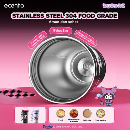 ecentio botol minum aesthetic kuromi series 850ml/580ml/350ml tumbler tahan panas dingin 24 jam portabel tumbler Cocok untuk bepergian ke sekolah termos air panas