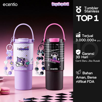 ecentio botol minum aesthetic kuromi series 850ml/580ml/350ml tumbler tahan panas dingin 24 jam portabel tumbler Cocok untuk bepergian ke sekolah termos air panas