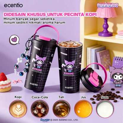 [kuromi series -Hitam] ecentio botol minum aesthetic 850ml/580ml/350ml tumbler tahan panas dingin 24 jam portabel tumbler Cocok untuk bepergian ke sekolah termos air panas