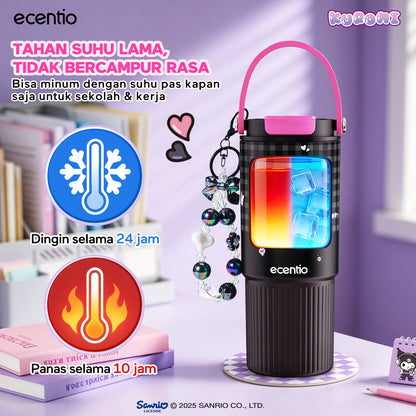 [kuromi series -Hitam] ecentio botol minum aesthetic 850ml/580ml/350ml tumbler tahan panas dingin 24 jam portabel tumbler Cocok untuk bepergian ke sekolah termos air panas