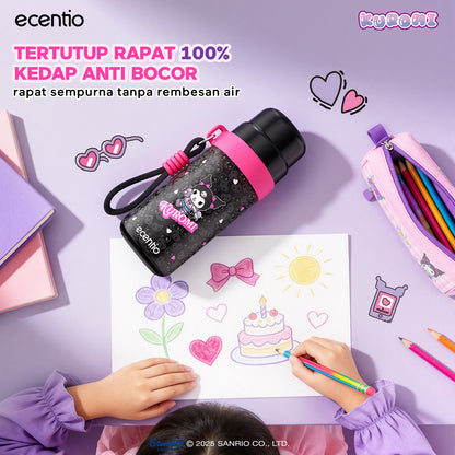 [kuromi series -Hitam] ecentio botol minum aesthetic 850ml/580ml/350ml tumbler tahan panas dingin 24 jam portabel tumbler Cocok untuk bepergian ke sekolah termos air panas