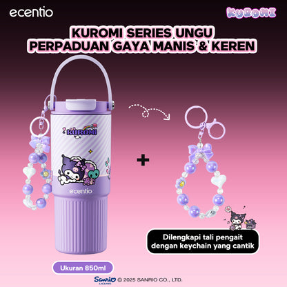 ecentio botol minum aesthetic kuromi series 850ml/580ml/350ml tumbler tahan panas dingin 24 jam portabel tumbler Cocok untuk bepergian ke sekolah termos air panas