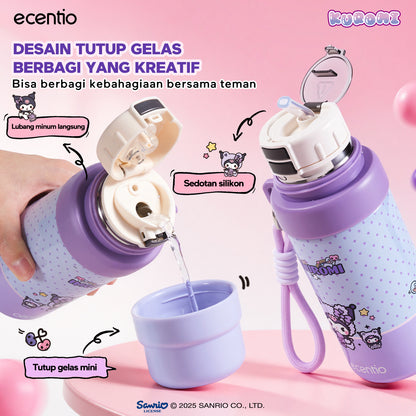 [kuromi series -Ungu] ecentio botol minum aesthetic 850ml/580ml/350ml tumbler tahan panas dingin 24 jam portabel tumbler Cocok untuk bepergian ke sekolah termos air panas