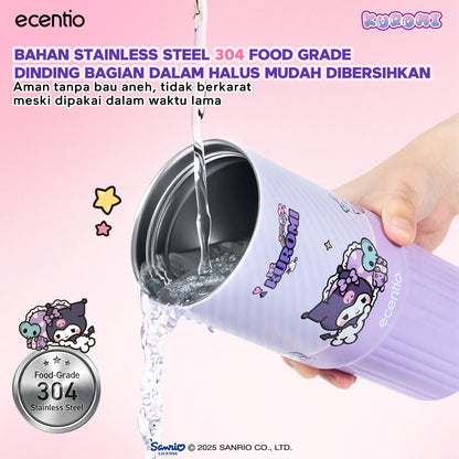 [kuromi series -Ungu] ecentio botol minum aesthetic 850ml/580ml/350ml tumbler tahan panas dingin 24 jam portabel tumbler Cocok untuk bepergian ke sekolah termos air panas