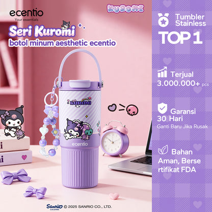 [kuromi series -Ungu] ecentio botol minum aesthetic 850ml/580ml/350ml tumbler tahan panas dingin 24 jam portabel tumbler Cocok untuk bepergian ke sekolah termos air panas