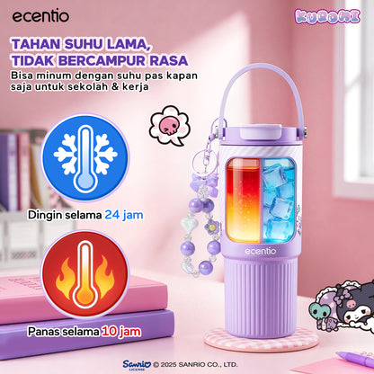 [kuromi series -Ungu] ecentio botol minum aesthetic 850ml/580ml/350ml tumbler tahan panas dingin 24 jam portabel tumbler Cocok untuk bepergian ke sekolah termos air panas