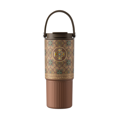 ecentio SULORA Series batik tumbler stainless 316 dalam keramik 600ml/680ml/850ml Botol minum Aesthetic Portable Thermos besar tas tumbler tahan panas dingin 36 jam Thermos Botol minum besar