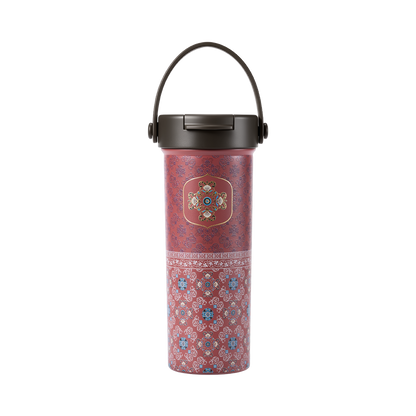 ecentio SULORA Series batik tumbler stainless 316 dalam keramik 600ml/680ml/850ml Botol minum Aesthetic Portable Thermos besar tas tumbler tahan panas dingin 36 jam Thermos Botol minum besar