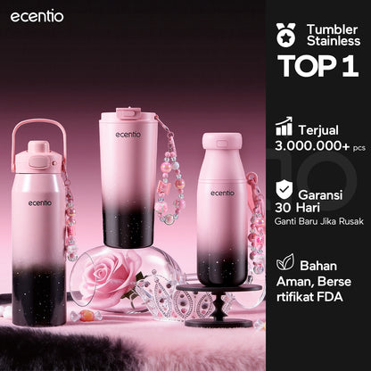 ecentio Tumbler Stainless Portable Botol Minum Aesthetic Anti Bocor 510ml 530ml 1000ml Dingin Tahan Lama 24 Jam Hangat hingga 14 Jam Starry Gradient Series untuk Harian Kantor Sekolah