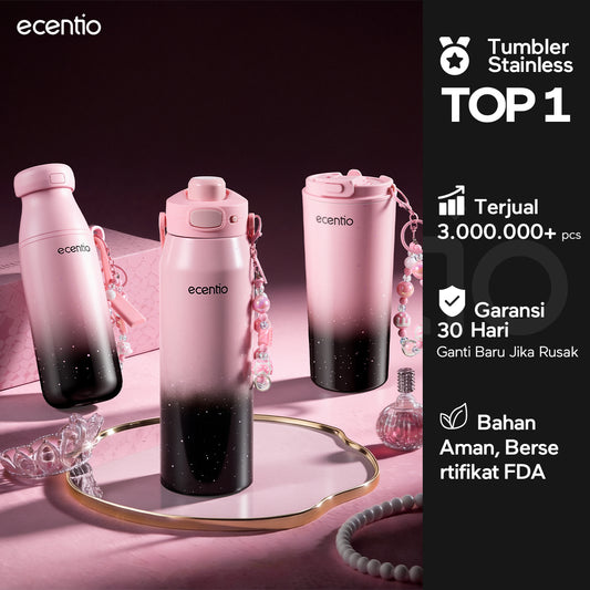 ecentio Tumbler Stainless Portable Botol Minum Aesthetic Anti Bocor 510ml 530ml 1000ml Dingin Tahan Lama 24 Jam Hangat hingga 14 Jam Starry Gradient Series untuk Harian Kantor Sekolah
