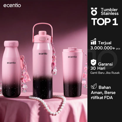 ecentio Tumbler Stainless Portable Botol Minum Aesthetic Anti Bocor 510ml 530ml 1000ml Dingin Tahan Lama 24 Jam Hangat hingga 14 Jam Starry Gradient Series untuk Harian Kantor Sekolah