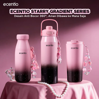 ecentio Tumbler Stainless Portable Botol Minum Aesthetic Anti Bocor 510ml 530ml 1000ml Dingin Tahan Lama 24 Jam Hangat hingga 14 Jam Starry Gradient Series untuk Harian Kantor Sekolah