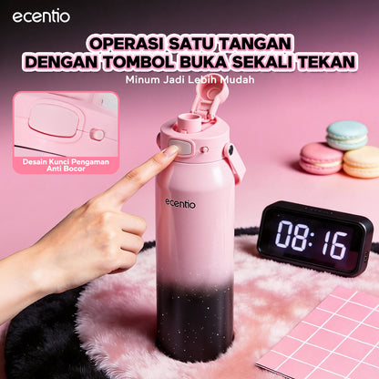 ecentio Tumbler Stainless Portable Botol Minum Aesthetic Anti Bocor 510ml 530ml 1000ml Dingin Tahan Lama 24 Jam Hangat hingga 14 Jam Starry Gradient Series untuk Harian Kantor Sekolah