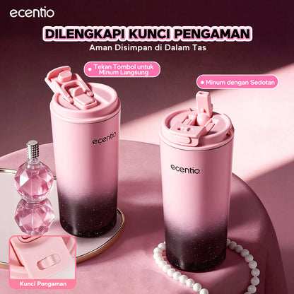 ecentio Tumbler Stainless Portable Botol Minum Aesthetic Anti Bocor 510ml 530ml 1000ml Dingin Tahan Lama 24 Jam Hangat hingga 14 Jam Starry Gradient Series untuk Harian Kantor Sekolah