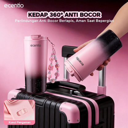 ecentio Tumbler Stainless Portable Botol Minum Aesthetic Anti Bocor 510ml 530ml 1000ml Dingin Tahan Lama 24 Jam Hangat hingga 14 Jam Starry Gradient Series untuk Harian Kantor Sekolah