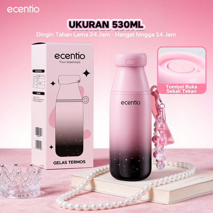 ecentio Tumbler Stainless Portable Botol Minum Aesthetic Anti Bocor 510ml 530ml 1000ml Dingin Tahan Lama 24 Jam Hangat hingga 14 Jam Starry Gradient Series untuk Harian Kantor Sekolah