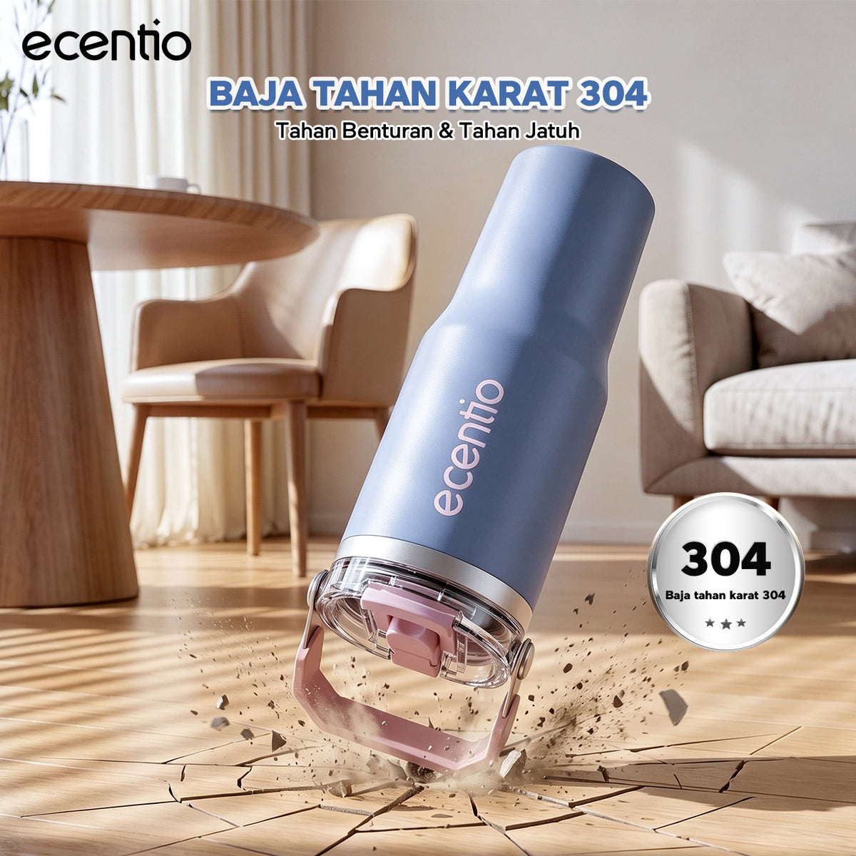 【Pre order】ecentio Tumbler Stainless & keramik 900ml/1200ml Portable Thermos Botol Minum Besar Tahan Panas Dingin 24 Jam Aesthetic Lucu Termos Air Panas Kopi Dengan Sedotan Cocok Untuk Sekolah Anak Laki-Laki