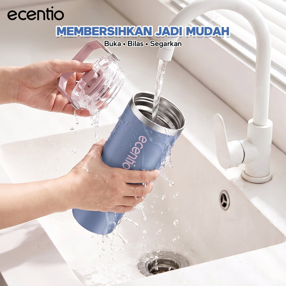 【Pre order】ecentio Tumbler Stainless & keramik 900ml/1200ml Portable Thermos Botol Minum Besar Tahan Panas Dingin 24 Jam Aesthetic Lucu Termos Air Panas Kopi Dengan Sedotan Cocok Untuk Sekolah Anak Laki-Laki