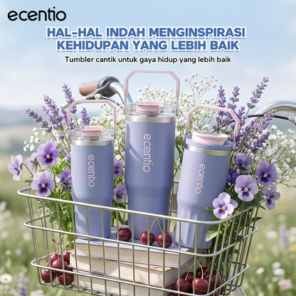 【Pre order】ecentio Tumbler Stainless & keramik 900ml/1200ml Portable Thermos Botol Minum Besar Tahan Panas Dingin 24 Jam Aesthetic Lucu Termos Air Panas Kopi Dengan Sedotan Cocok Untuk Sekolah Anak Laki-Laki