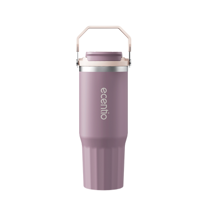 [Mauve Mist Series] ecentio Tumbler 670ml/900ml Desain Minimalis Elegan Botol Minum Portable Aesthetic Lucu Thermos Tahan Panas Dingin 24 Jam Anti Bocor Premium Sedotan Cocok Untuk Sekolah Anak Laki-Laki