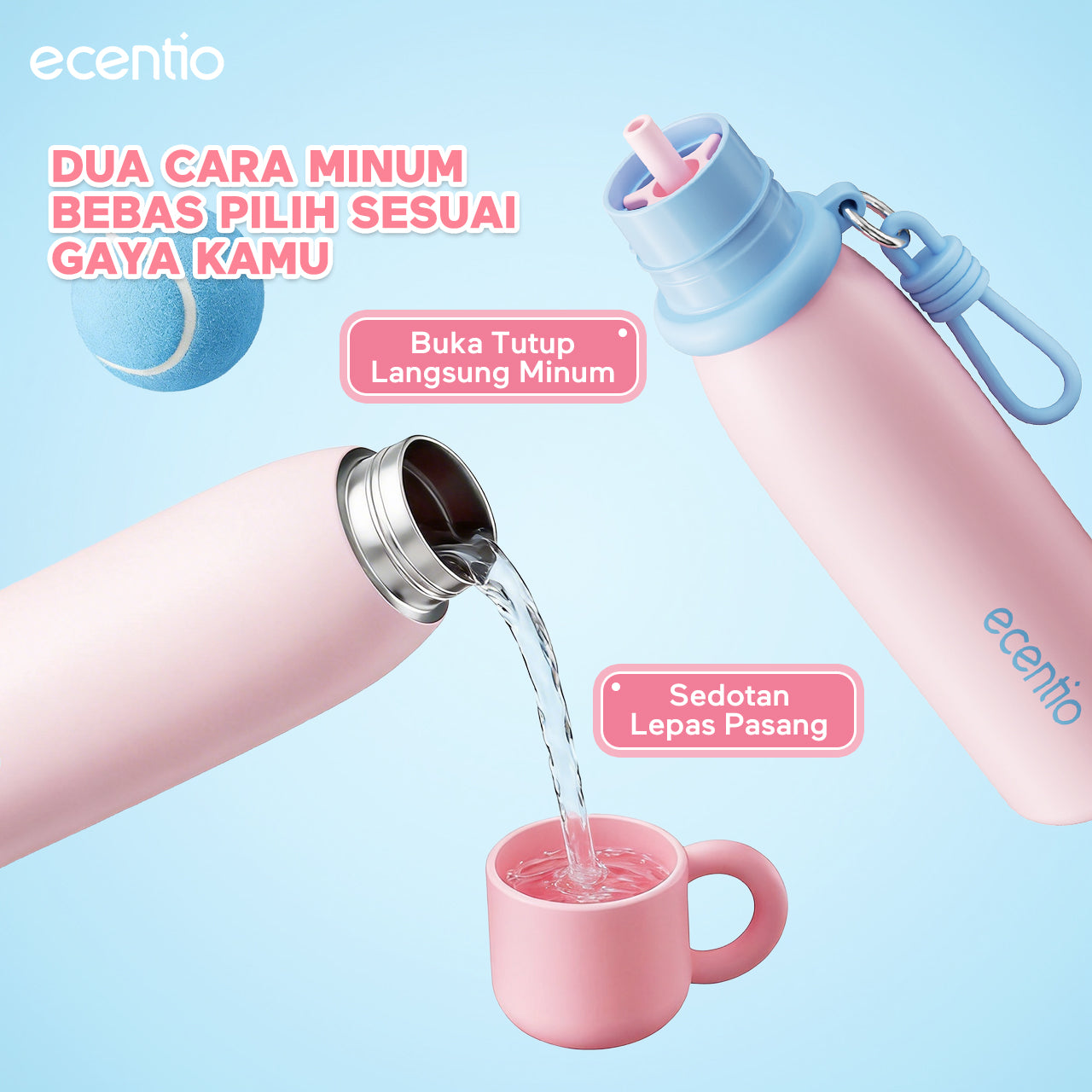 [Tumbler Sport Series] ecentio Tumbler stainless 316 aesthetic Olahraga Botol Minum Sport Portable Tahan Dingin 24Jam 900ml/650ml/600ml Desain Stylish Cocok Untuk Sekolah Olahraga Travelling Aktivitas Sehari Hari