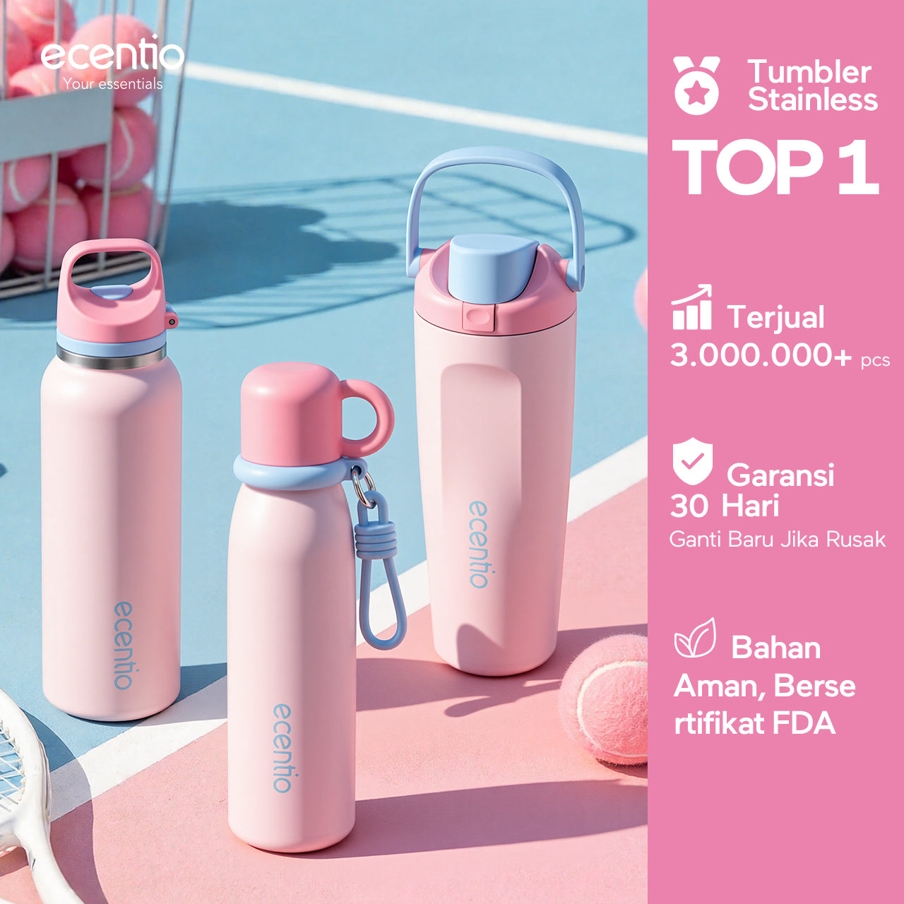 [Tumbler Sport Series] ecentio Tumbler stainless 316 aesthetic Olahraga Botol Minum Sport Portable Tahan Dingin 24Jam 900ml/650ml/600ml Desain Stylish Cocok Untuk Sekolah Olahraga Travelling Aktivitas Sehari Hari