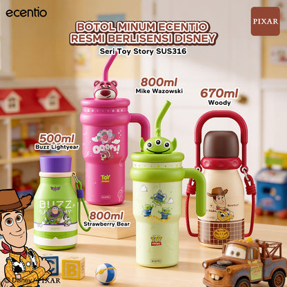 Pre-Order [Toy story series] ecentio tumbler stainless 316 aesthetic 800ml/670ml/500ml Portable Thermos Botol Minum Besar Dengan Tas Tahan Panas Dingin 24 Jam Aesthetic Lucu Termos Air Panas Kopi Dengan Sedotan Cocok Untuk Sekolah Anak Laki-Laki
