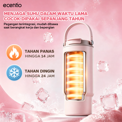[Seri Dusty Blush Garden] ecentio Tumbler Stainless 304 Aesthetic 670ml/900ml/1200ml Portable Thermos Botol Minum Besar Dengan Tas Tahan Panas Dingin 24 Jam Aesthetic Lucu Termos Air Panas Kopi Dengan Sedotan Cocok Untuk Sekolah Anak Laki-Laki