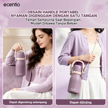 [Mauve Mist Series] ecentio Tumbler 670ml/900ml Desain Minimalis Elegan Botol Minum Portable Aesthetic Lucu Thermos Tahan Panas Dingin 24 Jam Anti Bocor Premium Sedotan Cocok Untuk Sekolah Anak Laki-Laki