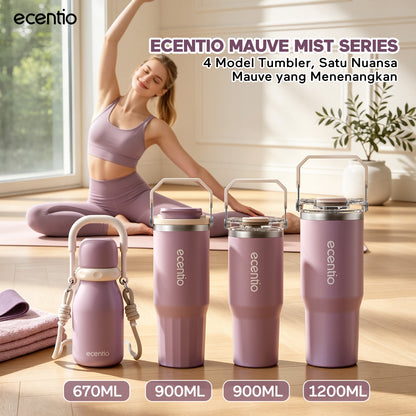 [Mauve Mist Series] ecentio Tumbler 670ml/900ml Desain Minimalis Elegan Botol Minum Portable Aesthetic Lucu Thermos Tahan Panas Dingin 24 Jam Anti Bocor Premium Sedotan Cocok Untuk Sekolah Anak Laki-Laki