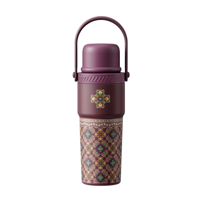 ecentio SULORA Series batik tumbler stainless 316 dalam keramik 600ml/680ml/850ml Botol minum Aesthetic Portable Thermos besar tas tumbler tahan panas dingin 36 jam Thermos Botol minum besar