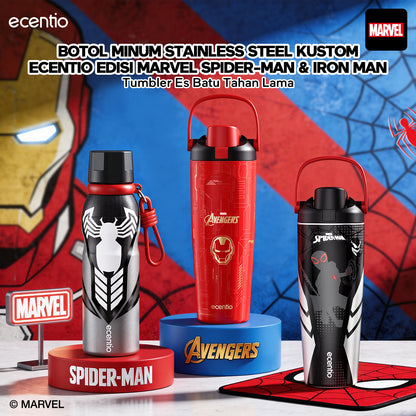 [Marvel Series] ecentio tumbler stainless 900ml/480ml Spider Man botol minum aesthetic olahraga portable termos air panas botol minum 1 liter anti tumpah tahan panas 24 jam handle tersembunyi