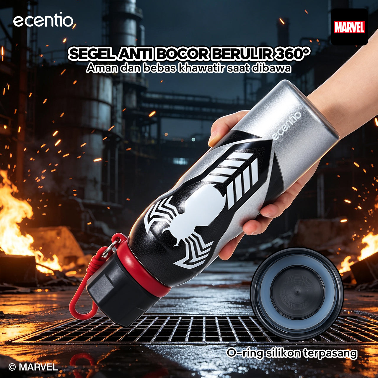 [Marvel Series] ecentio tumbler stainless 900ml/480ml Spider Man botol minum aesthetic olahraga portable termos air panas botol minum 1 liter anti tumpah tahan panas 24 jam handle tersembunyi