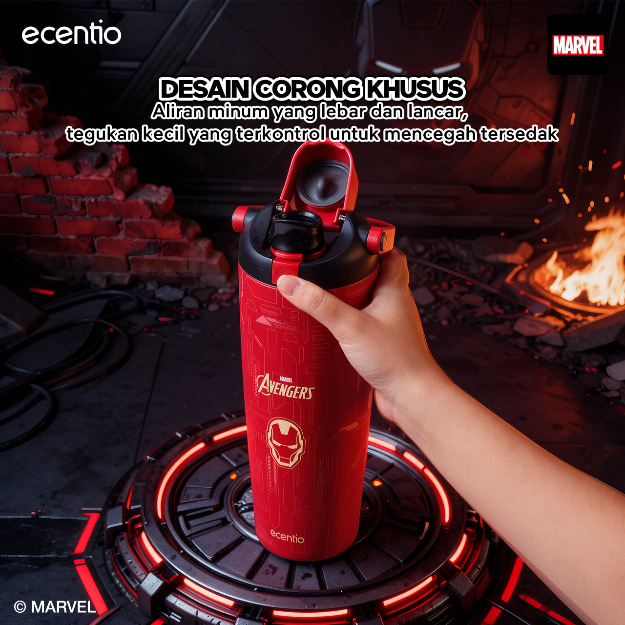 [Marvel Series] ecentio tumbler stainless 900ml/480ml Spider Man botol minum aesthetic olahraga portable termos air panas botol minum 1 liter anti tumpah tahan panas 24 jam handle tersembunyi