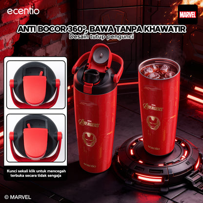 [Marvel Series] ecentio tumbler stainless 900ml/480ml Spider Man botol minum aesthetic olahraga portable termos air panas botol minum 1 liter anti tumpah tahan panas 24 jam handle tersembunyi