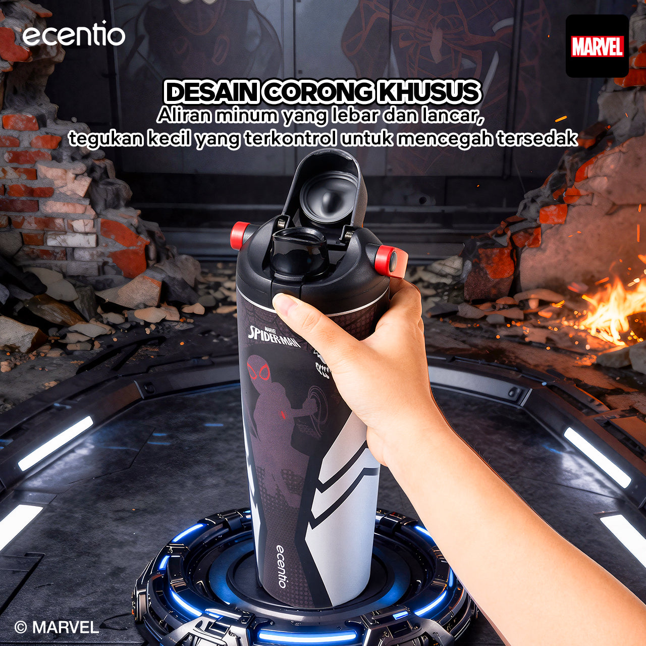 [Marvel Series] ecentio tumbler stainless 900ml/480ml Spider Man botol minum aesthetic olahraga portable termos air panas botol minum 1 liter anti tumpah tahan panas 24 jam handle tersembunyi