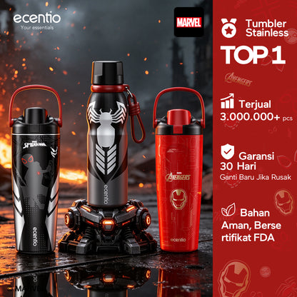 [Marvel Series] ecentio tumbler stainless 900ml/480ml Spider Man botol minum aesthetic olahraga portable termos air panas botol minum 1 liter anti tumpah tahan panas 24 jam handle tersembunyi
