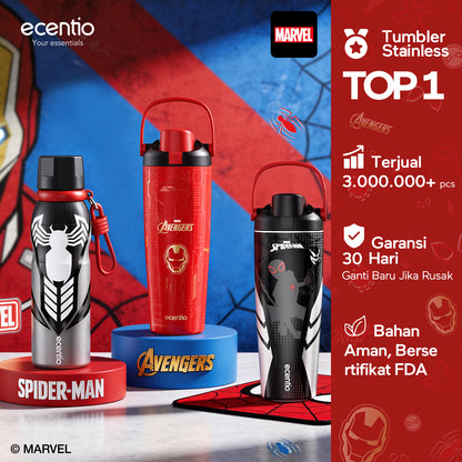 [Marvel Series] ecentio tumbler stainless 900ml/480ml Spider Man botol minum aesthetic olahraga portable termos air panas botol minum 1 liter anti tumpah tahan panas 24 jam handle tersembunyi