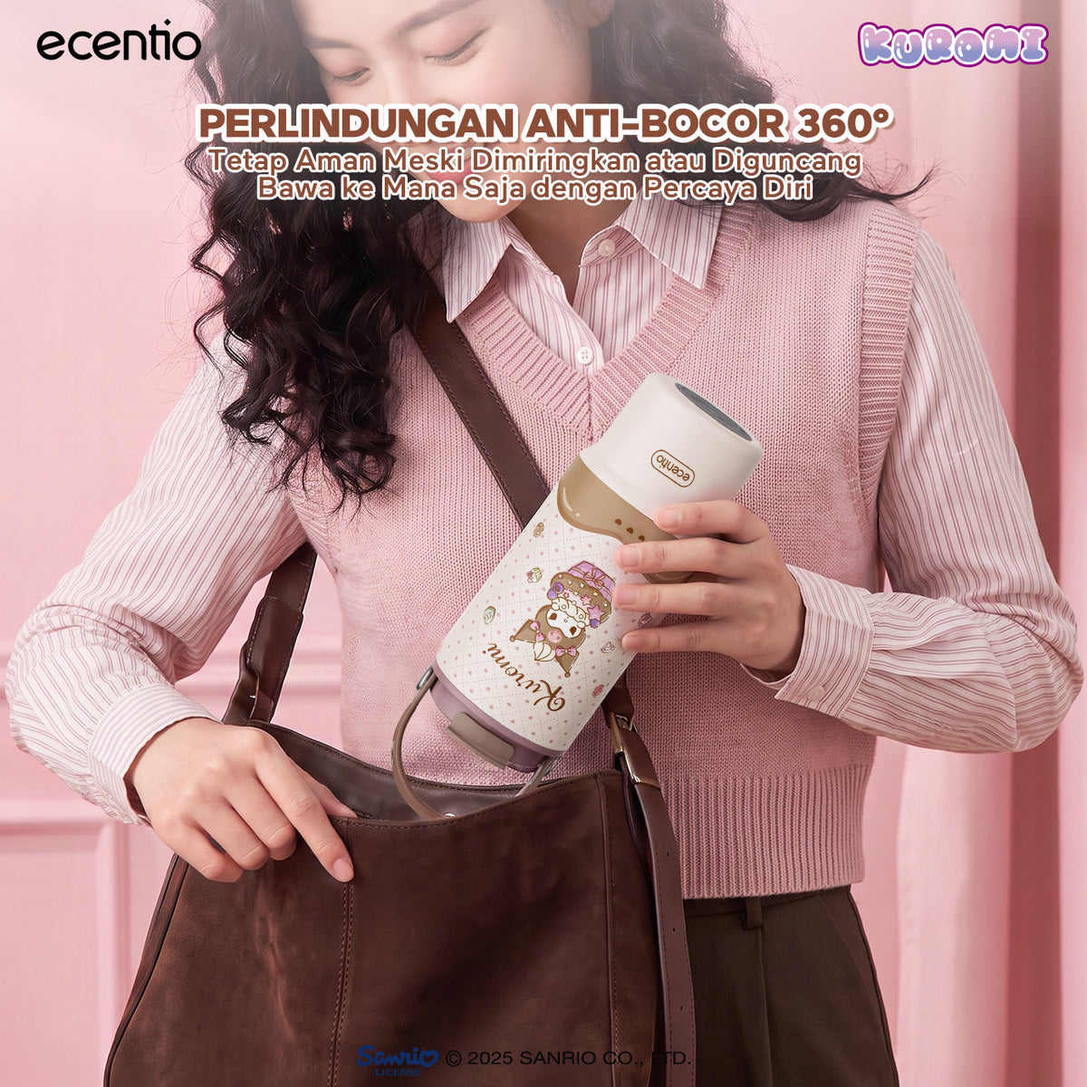 [Kuromi] [HOT] ecentio Tumbler Stainless 900ml Sanrio Portable Thermos Botol Minum Besar Dengan Tas Tahan Panas Dingin 24 Jam Aesthetic Lucu Termos Air Panas Kopi Dengan Sedotan Cocok Untuk Sekolah Anak Laki-Laki