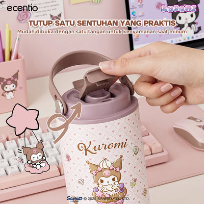 [Kuromi] [HOT] ecentio Tumbler Stainless 900ml Sanrio Portable Thermos Botol Minum Besar Dengan Tas Tahan Panas Dingin 24 Jam Aesthetic Lucu Termos Air Panas Kopi Dengan Sedotan Cocok Untuk Sekolah Anak Laki-Laki