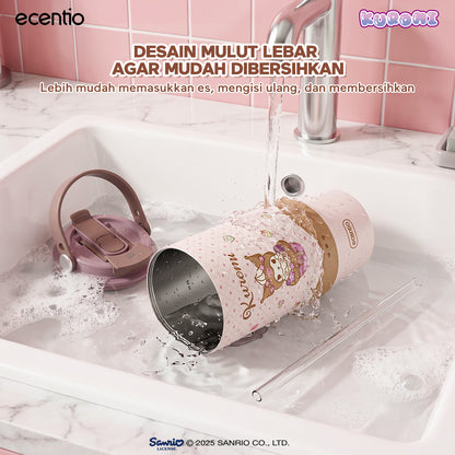 [Kuromi] [HOT] ecentio Tumbler Stainless 900ml Sanrio Portable Thermos Botol Minum Besar Dengan Tas Tahan Panas Dingin 24 Jam Aesthetic Lucu Termos Air Panas Kopi Dengan Sedotan Cocok Untuk Sekolah Anak Laki-Laki