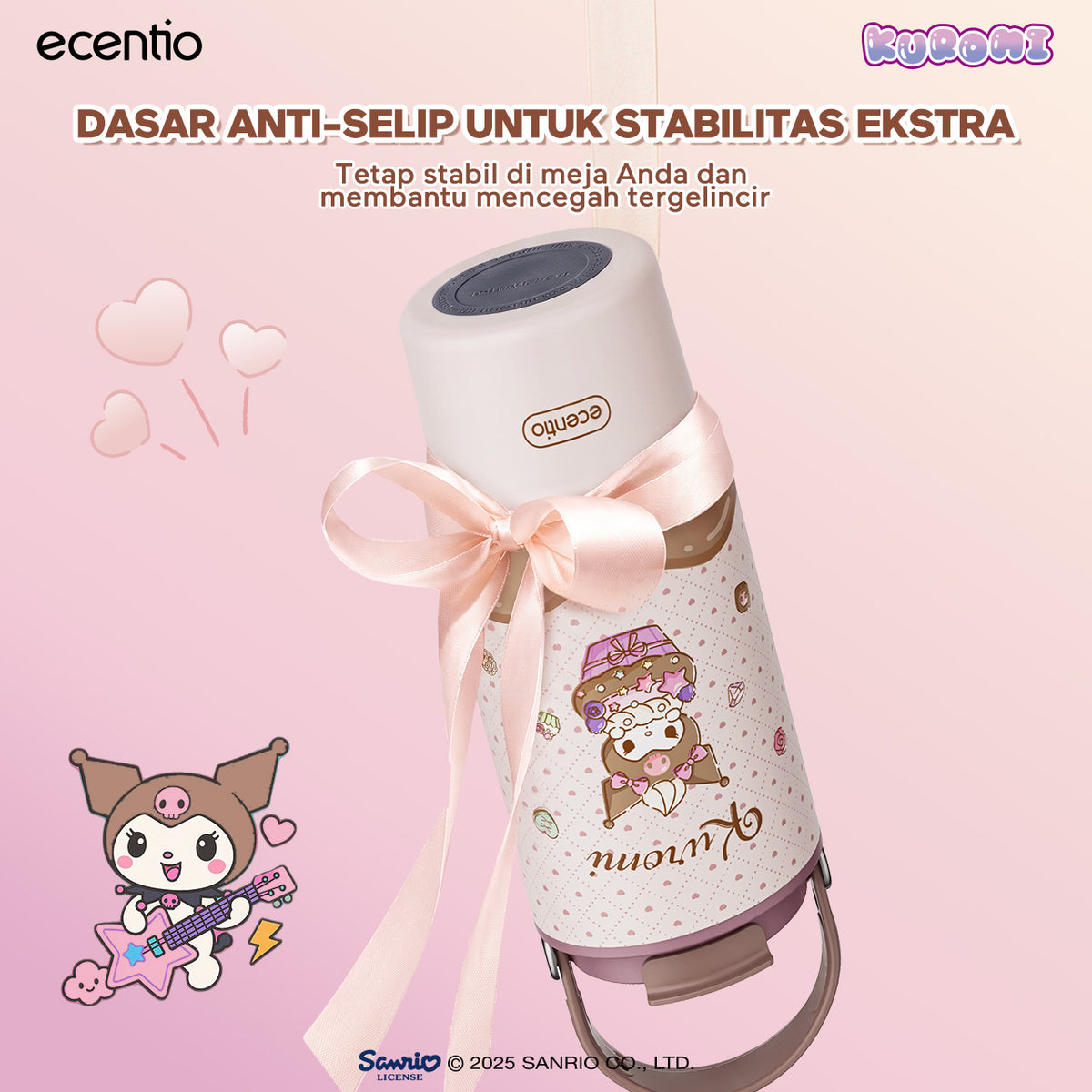 [Kuromi] [HOT] ecentio Tumbler Stainless 900ml Sanrio Portable Thermos Botol Minum Besar Dengan Tas Tahan Panas Dingin 24 Jam Aesthetic Lucu Termos Air Panas Kopi Dengan Sedotan Cocok Untuk Sekolah Anak Laki-Laki